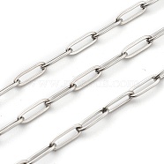 304 Stainless Steel Paperclip Chains, Drawn Elongated Cable Chains, Soldered, Stainless Steel Color, 9x3x0.8mm(STAS-H111-04P-B)