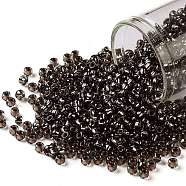 TOHO Round Seed Beads, Japanese Seed Beads, (750) Copper Lined Black Diamond, 8/0, 3mm, Hole: 1mm, about 222pcs/10g(X-SEED-TR08-0750)