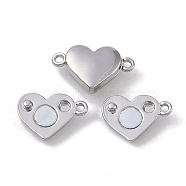 Brass Magnetic Clasps, Heart, Platinum, 11x18.5x5mm, Hole: 1.2mm(KK-G497-27P)