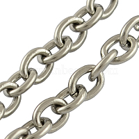 304 Stainless Steel Cable Chains, Unwelded, Oval, Stainless Steel Color, 3x2x0.6mm