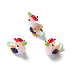 Handmade Lampwork Beads, Mandarin Duck, Lavender Blush, 28~29x11.5x17.5~19mm, Hole: 0.9~1.4mm(LAMP-I025-07D)
