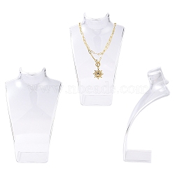 Organic Glass Necklace & Earring Standing Bust Displays, Clear, 135x64x210mm(NDIS-E006-2C)
