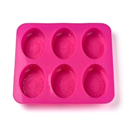 DIY Food Grade Silicone Molds, Fondant Molds, For DIY Cake Decoration, Chocolate, Candy, Soap Making, Oval, Fuchsia, 230x220x2.5mm, Oval: 88x60mm(AJEW-WH0021-34)