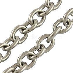 304 Stainless Steel Cable Chains, Unwelded, Oval, Stainless Steel Color, 3x2x0.6mm(X-CHS-R003-0.6mm)