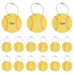 15Pcs Sports Balls PVC Luggage Tags, with 15Pcs Stainless Steel Wire Cable Keychains, Baseball, 70x0.5mm(AJEW-UN0002-70B)