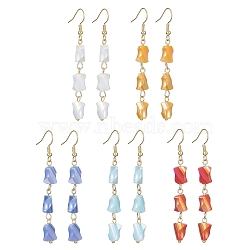 Glass Beaded Tassel Dangle Earrings with 304 Stainless Steel Pins, Mixed Color, 66x8mm(EJEW-JE05334)