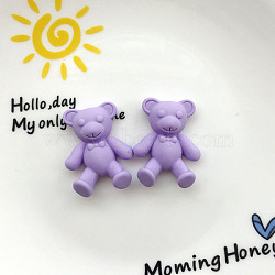 Resin Cabochons, DIY for Earrings & Bobby pin Accessories, Little Bear, Purple, 33x24mm(RESI-CJC0007-04C)