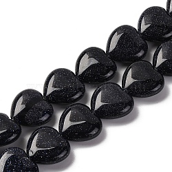 Synthetic Blue Goldstone Beads Strands, Heart, 14~14.5x13.5~14x6~6.5mm, Hole: 1mm, about 28pcs/strand, 15.16''(38.5cm)(G-I372-A12-02)