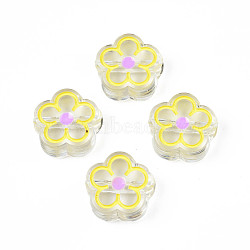 Transparent Acrylic Beads, with Enamel, Flower, Champagne Yellow, 19x19x7mm, Hole: 3mm(ACRC-S039-03C)