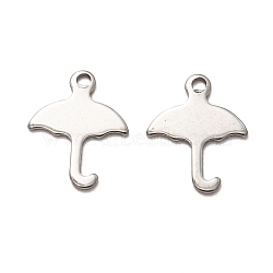 201 Stainless Steel Charms, Laser Cut, Umbrella, Stainless Steel Color, 14.5x11.5x1mm, Hole: 1.4mm(STAS-I172-37P)