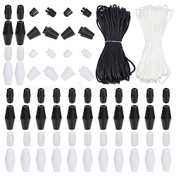 GOMAKERER DIY Lanyard Cord for Pendant Necklace Bracelet Making Kit, Including Polyester Cord, Plastic Breakaway Clasps, Pom Screw Clasps, Black and White, 2.5x1mm(DIY-GO0001-31)