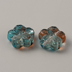 Transparent Glass Beads, Flower, Steel Blue, 13.5x14x6mm, Hole: 1.2mm(GLAA-CJC0001-17J)