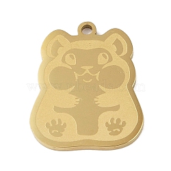 304 Stainless Steel Pendants, Hamster Charm, Golden, 23.5x18.5x1.5mm, Hole: 1mm(STAS-C095-29G)