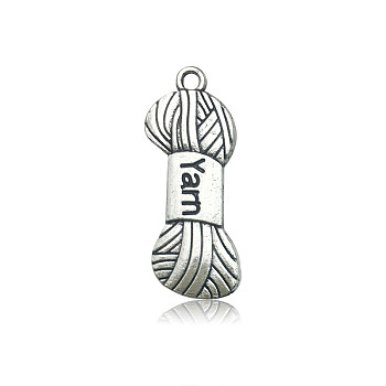 Tibetan Style Alloy Pendants, Tool with Word, Antique Silver, 31x12mm