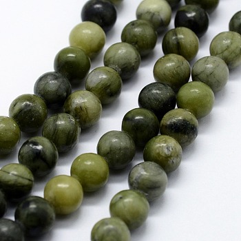 Natural Xinyi Jade/Chinese Southern Jade Beads Strands, Round, 8mm, Hole: 0.8mm, about 45pcs/strand,  14.96 inch(38cm)
