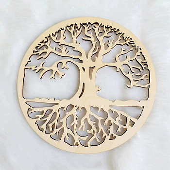 Wooden Hollow Coaster, Wood Cup Mat, Tree of Life, 150mm