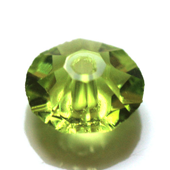 Imitation Austrian Crystal Beads, Grade AAA, Faceted, Flat Round, Yellow Green, 8x4mm, Hole: 0.9~1mm