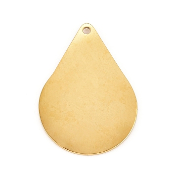 304 Stainless Steel Pendants, Stamping Blank Tag, Teardop, Golden, 24x17x1mm, Hole: 1.2mm