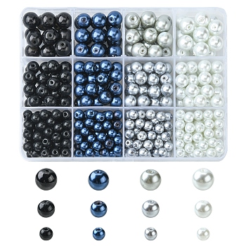 460Pcs 12 Style Glass Pearl Beads, for Beading Jewelry Making, Round, Mixed Color, 6~11mm, Hole: 1~1.5mm