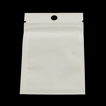 Pearl Film Plastic Zip Lock Bags, Resealable Packaging Bags, with Hang Hole, Top Seal, Self Seal Bag, Rectangle, White, 10x7cm, inner measure: 7x6cm