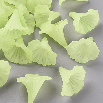 Transparent Acrylic Beads, Calla Lily, Frosted, Green Yellow, 40.5x33x35mm, Hole: 1.8mm, about 135pcs/500g