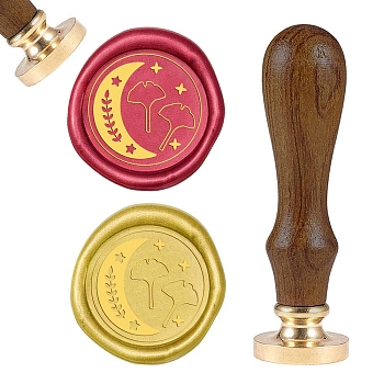 DIY Wood Wax Seal Stamp, Moon Pattern, 83x22mm, Head: 7.5mm, Stamps: 25x14.5mm