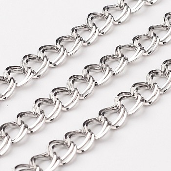 304 Stainless Steel Curb Chains, Unwelded, Stainless Steel Color, 8x6x2mm