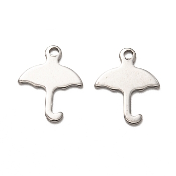 201 Stainless Steel Charms, Laser Cut, Umbrella, Stainless Steel Color, 14.5x11.5x1mm, Hole: 1.4mm