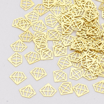 Brass Cabochons, Nail Art Decoration Accessories, Diamond, Golden, 3.5x4.5x0.1mm, about 10000pcs/bag