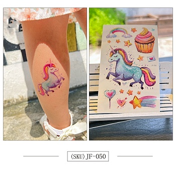 Horse Pattern Removable Temporary Tattoos Paper Stickers, Colorful, 12x7.5cm