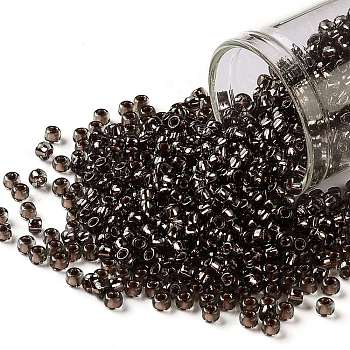 TOHO Round Seed Beads, Japanese Seed Beads, (750) Copper Lined Black Diamond, 8/0, 3mm, Hole: 1mm, about 222pcs/10g