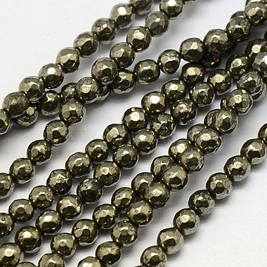 4mm DarkKhaki Round Pyrite Beads