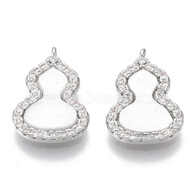 Brass Micro Pave Clear Cubic Zirconia Charms(KK-S355-007P-NF)-2