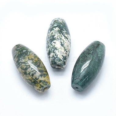 43mm Rice Moss Agate Beads