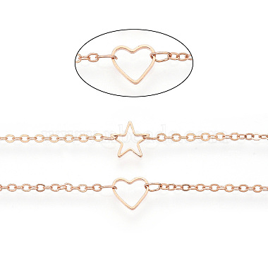 Brass Hollow Heart & Star Link Chains(CHC-N022-01G)-4