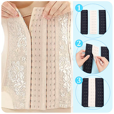 benecreat 8pcs 4 style polyester femmes 3 rangées x 7/9 crochets extension de soutien-gorge corset longline(FIND-BC0004-65)-4