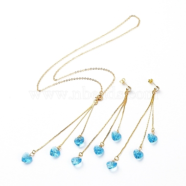 DeepSkyBlue Brass Stud Earrings & Necklaces