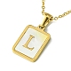 Ion Plating(IP) Rectangle with Initial Letter 304 Stainless Steel Pendant Necklace(NJEW-R265-04G-L)-1