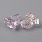 Transparent Glass Beads, with Glitter Powder, Bell Orchid Flower, Pearl Pink, 10x10.5x6mm, Hole: 1.2mm(GLAA-TAC0020-03A)