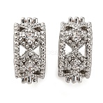 Brass Micro Pave Cubic Zirconia European Beads, Cadmium Free & Nickel Free & Lead Free, Rhombus, Platinum, 9x4.5mm, Hole: 4.5mm(KK-K378-39P)