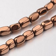 Electroplate Non-magnetic Synthetic Hematite Bead Strands, Cuboid, Copper Plated, 4x3x3mm, Hole: 1mm, about 90pcs/strand, 15.7 inch(G-F300-40B-08)