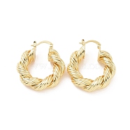 Brass Twist Rope Shape Hoop Earrings for Women, Golden, 35.5x30.5x7.5mm, Pin: 0.5x1~1.5mm(EJEW-F303-07G)