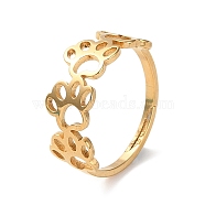 304 Stainless Steel Hollow Adjustable Rings, Golden, Footprint, US Size 6 1/4(16.7mm), Wide: 1.5~7mm(RJEW-P091-01B-G)