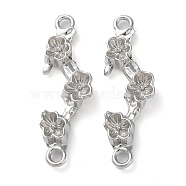 Alloy Connector Charms, Lead Free & Cadmium Free, Flower Links, Platinum, 32x10.5x3.5mm, Hole: 2mm(FIND-Z014-09P)