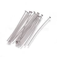304 Stainless Steel Flat Head Pins, Stainless Steel Color, 35x0.7mm, Head: 1.5mm(STAS-L222-40C)