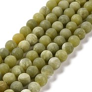 Round Frosted Natural TaiWan Jade Bead Strands, 6mm, Hole: 1mm, about 62pcs/strand, 15.5 inch(X-G-M248-6mm-02)