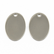 304 Stainless Steel Stamping Blank Tag Pendants, Oval Charms, Stainless Steel Color, 17.5x11.5x1mm, Hole: 2mm(STAS-S028-02)