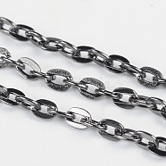 Iron Cable Chains, Unwelded, with Spool, Flat Oval, Cadmium Free & Lead Free, Gunmetal, 4x2.7x0.7mm, about 32.8 Feet(10m)/roll(X-CH-0.7PYSZ-B)