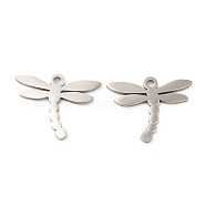 201 Stainless Steel Pendants, Dragonfly Charm, Stainless Steel Color, 13x16.5x1mm, Hole: 1.4mm(STAS-A084-15P)