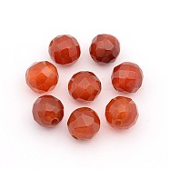 Natural Carnelian Round Strands, Faceted, Dyed & Heated, 6mm, Hole: 1mm, about 68pcs/strand, 15.7 inch(G-O060-02-6mm)